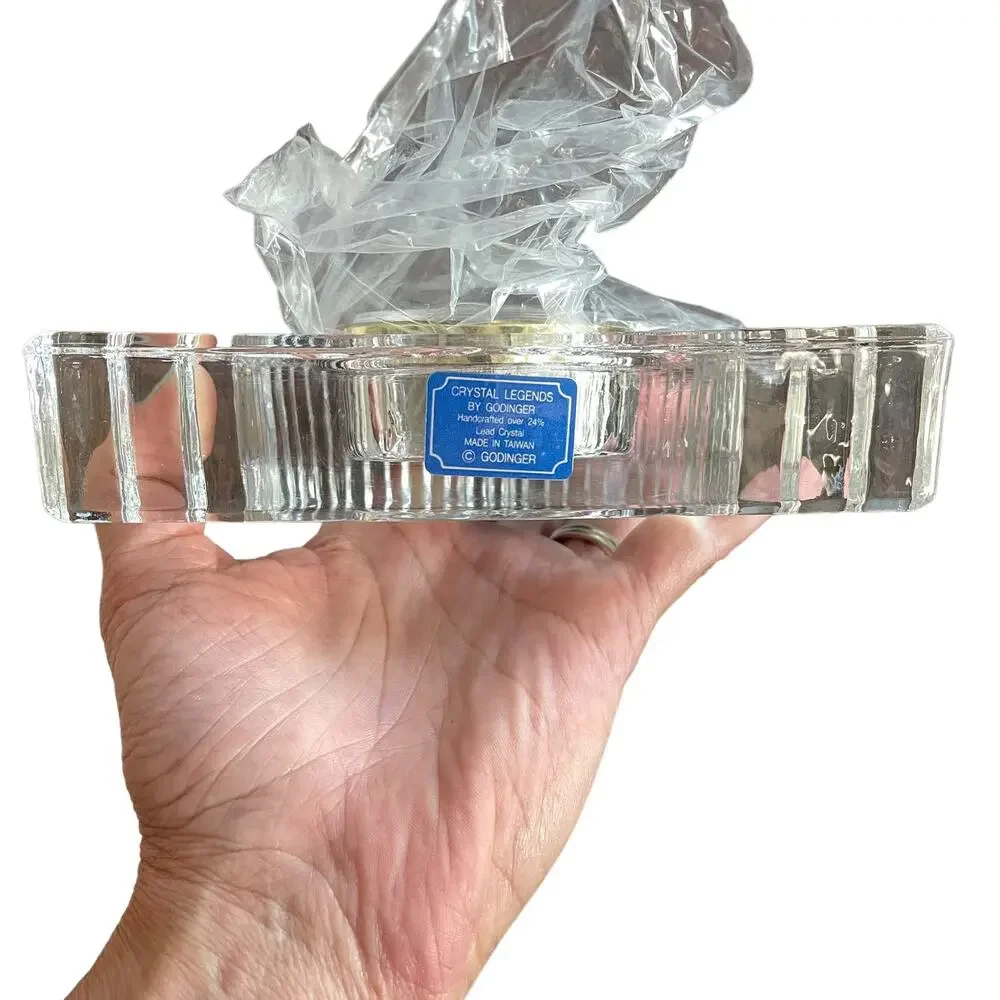 Crystal Legends by Godinger Cut Lead Crystal Mantle Clock Gift New Old Stock